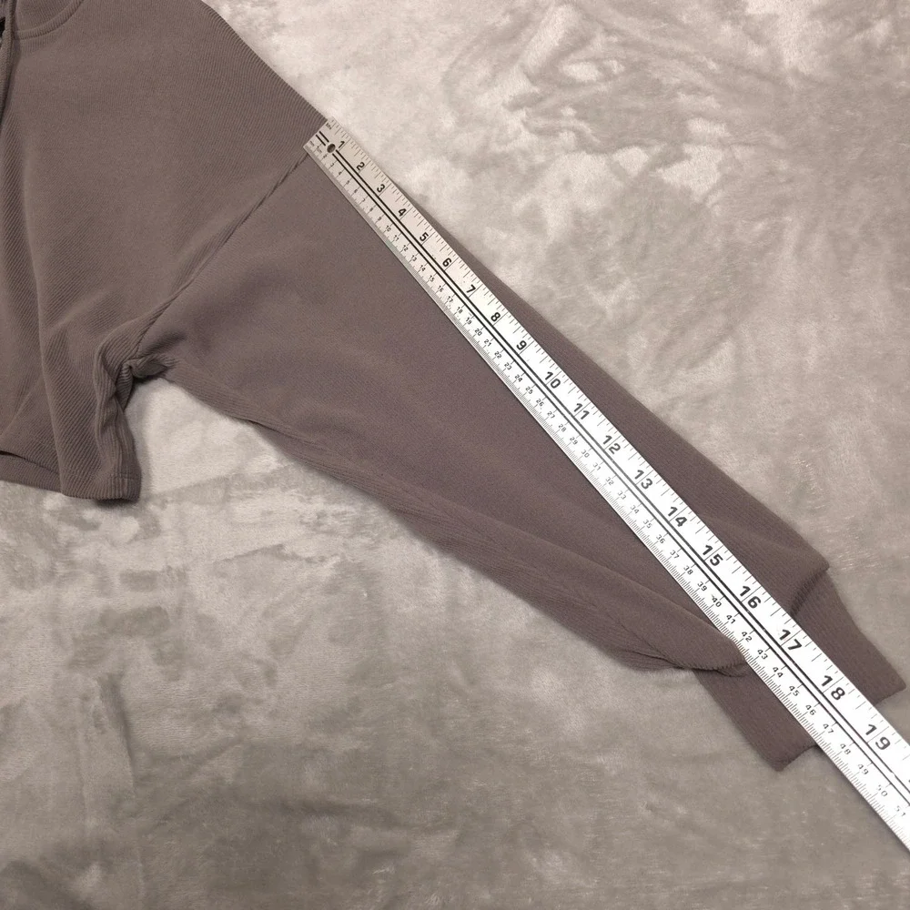 Wild Fable Ribbed Cropped Zip Hoodie Womens Size M Gray Brown - Picture 7 of 8